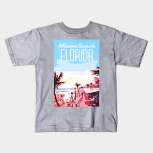 Miami Beach Sunset Kids T-Shirt